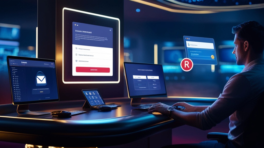 Fehlerbehebungsszene mit Login-Fehlermeldungen und Symbolen für Passwort-Reset