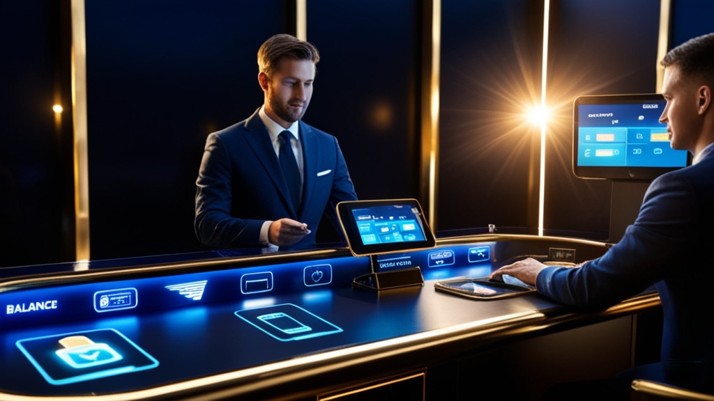 Player reviewing a withdrawal request at a dark casino cashier desk